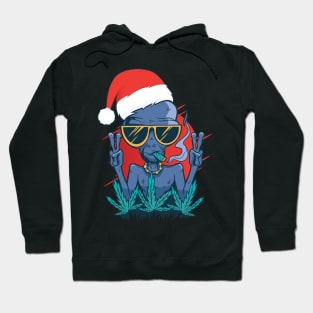 Santa Claus Alien Smoking Weed Christmas design Hoodie